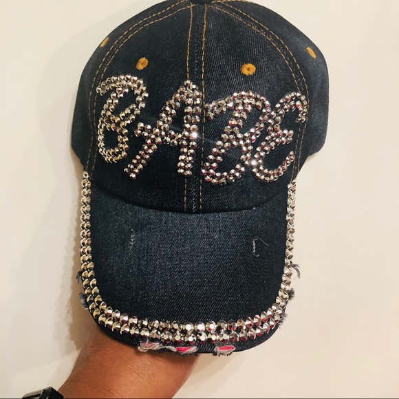 New Distressed Denim Bling Hat - Picture 2 of 3